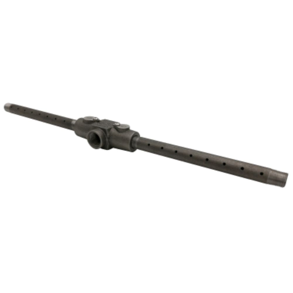 Gas fireplace lighter burner pipe with T mixer and perforated tubes