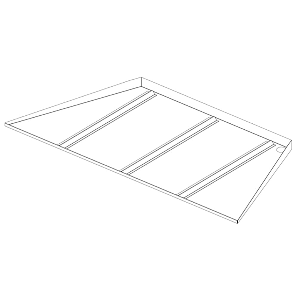 42-inch metal drain pan with raised grid for fireplace insert drainage