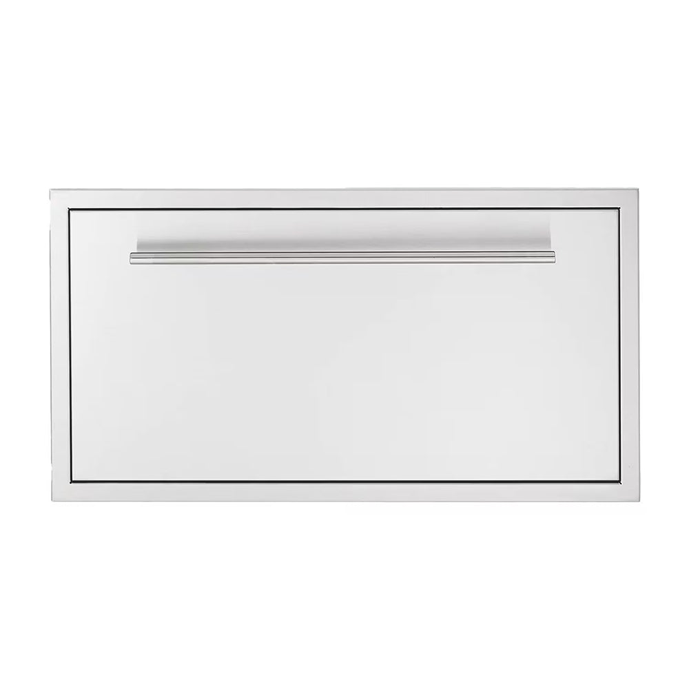 Large storage drawer front with rectangular frame and horizontal pull handle