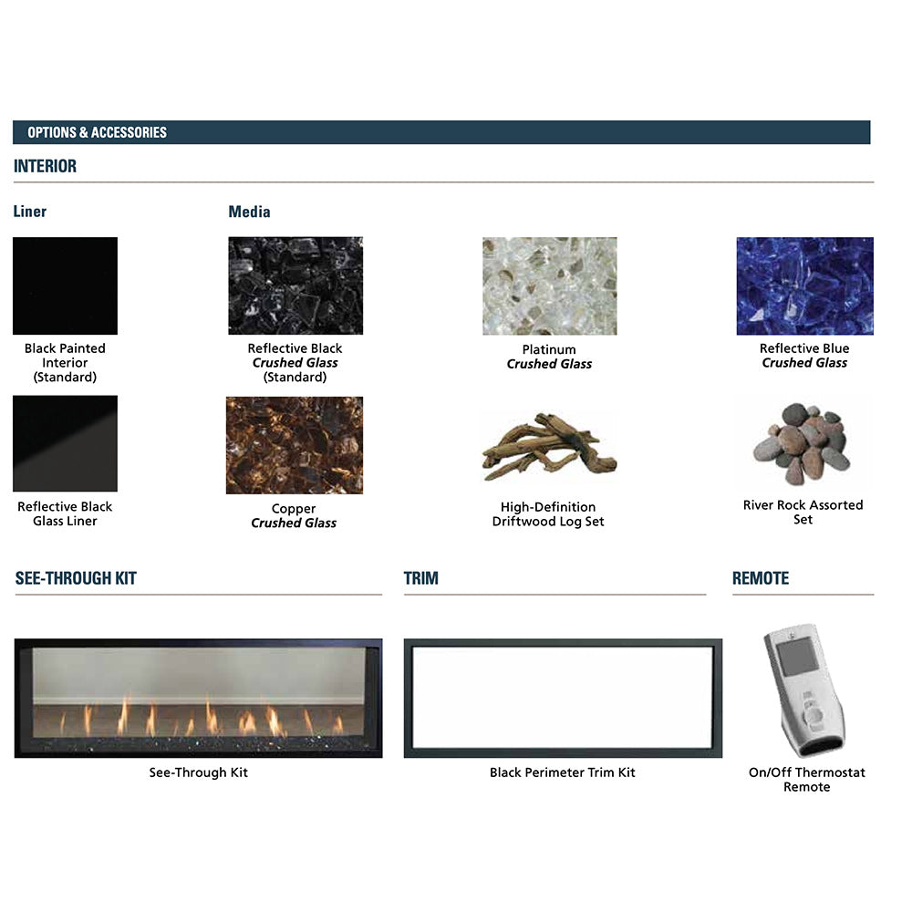 Superior DRL4072 72-Inch Electronic Ignition Direct Vent Single Sided Gas Fireplace with Crushed Glass Media