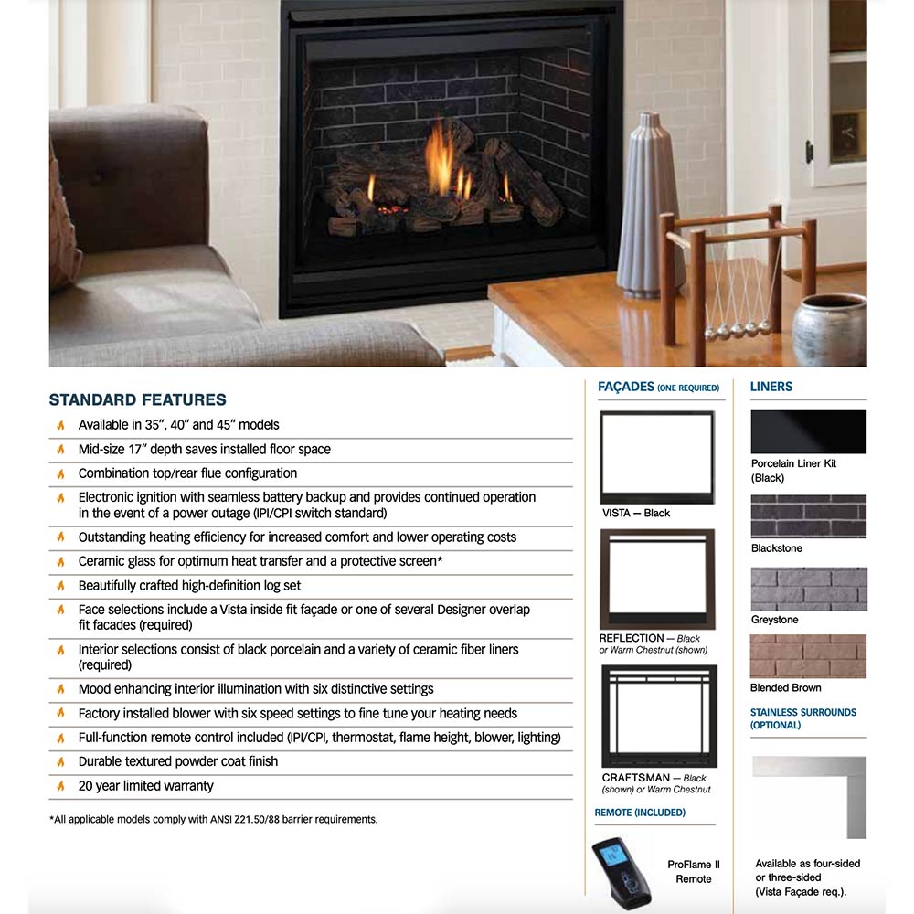 Superior DRT 3500 45-Inch Direct Vent Traditional Gas Fireplace