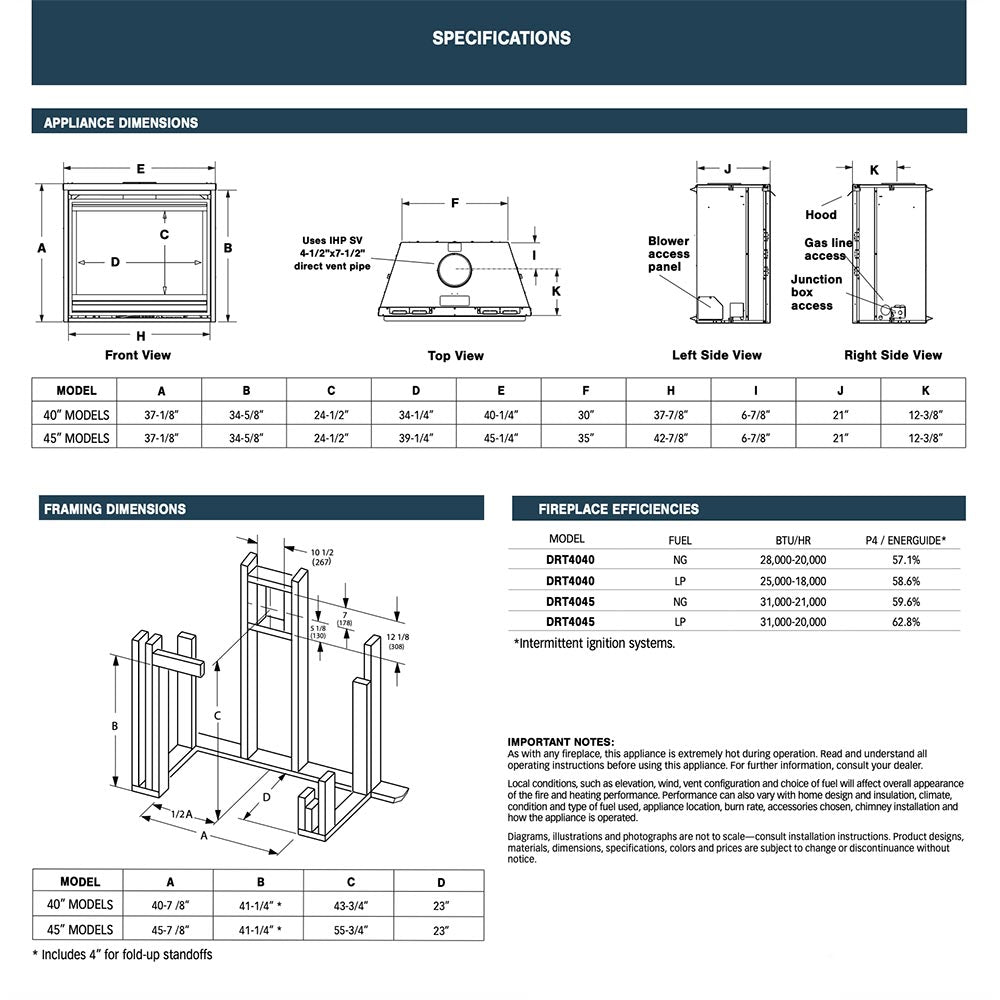 Superior DRT 4000 45-Inch Direct Vent Traditional Gas Fireplace