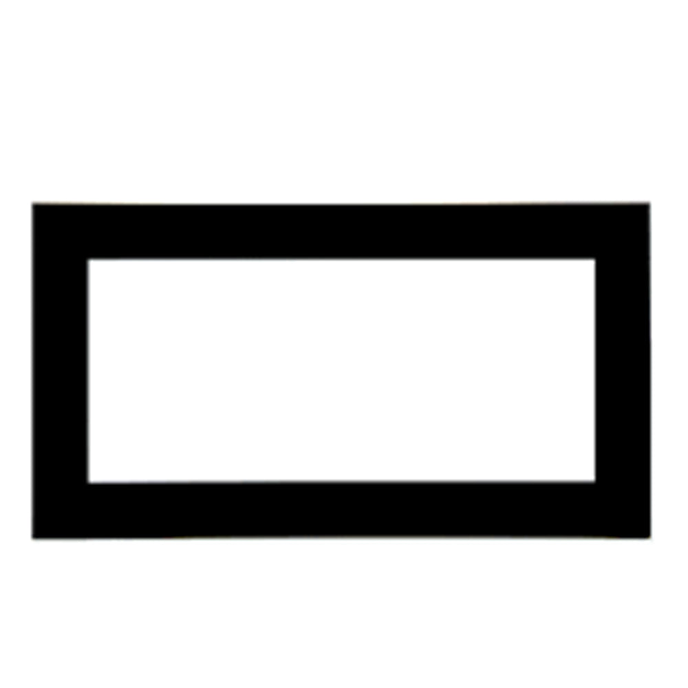 Matte black fireplace surround frame with rectangular opening