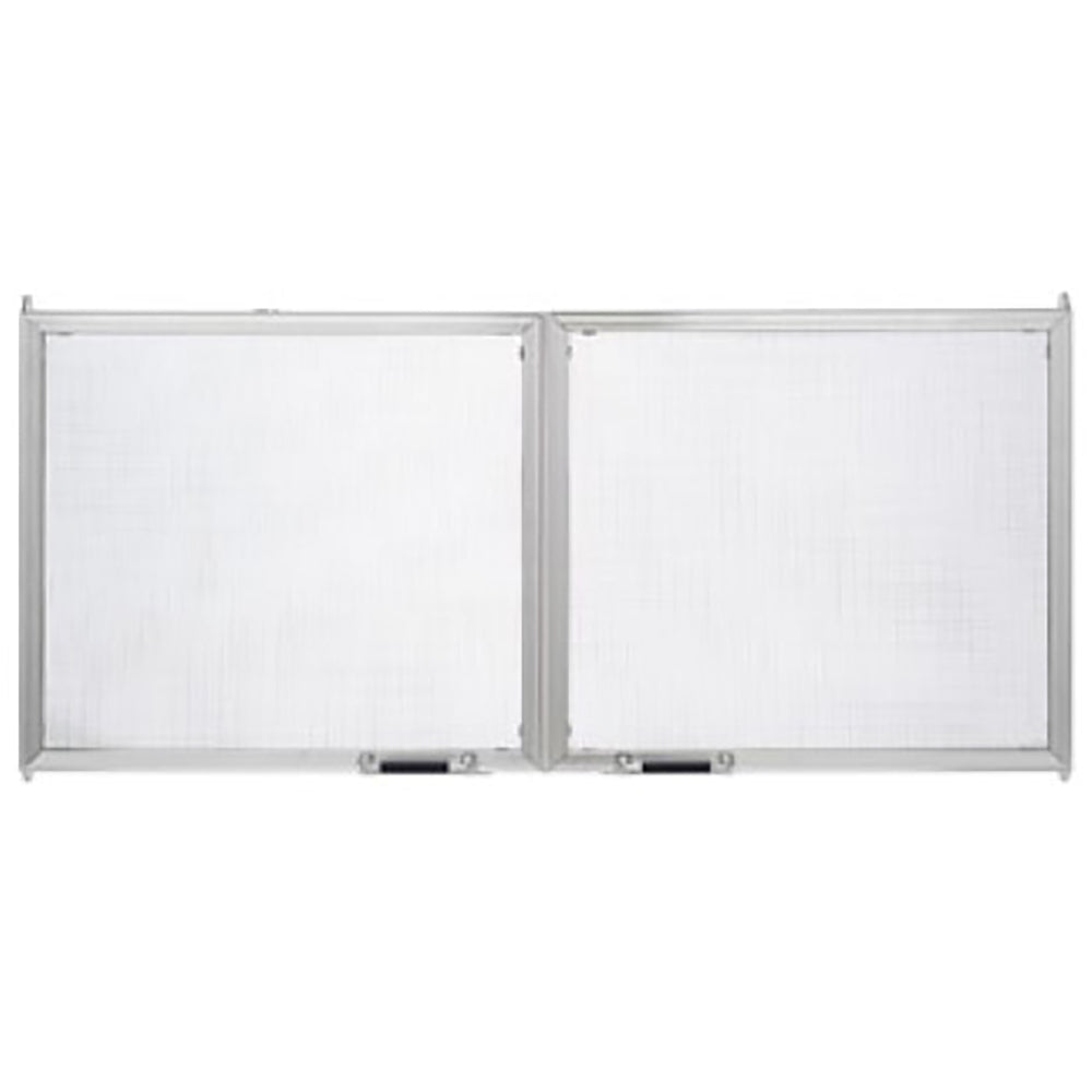 Stainless steel screen door with two mesh panels in a rectangular frame