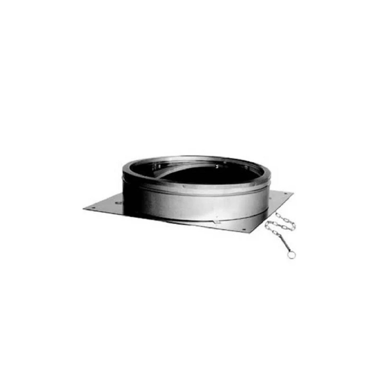 DuraVent DuraTech anchor plate with damper, black stove pipe and metal mounting base