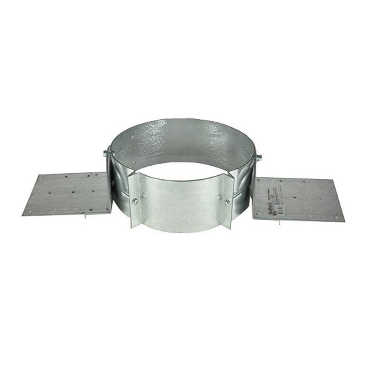 Adjustable roof support collar with metal mounting plates and adjustable brackets
