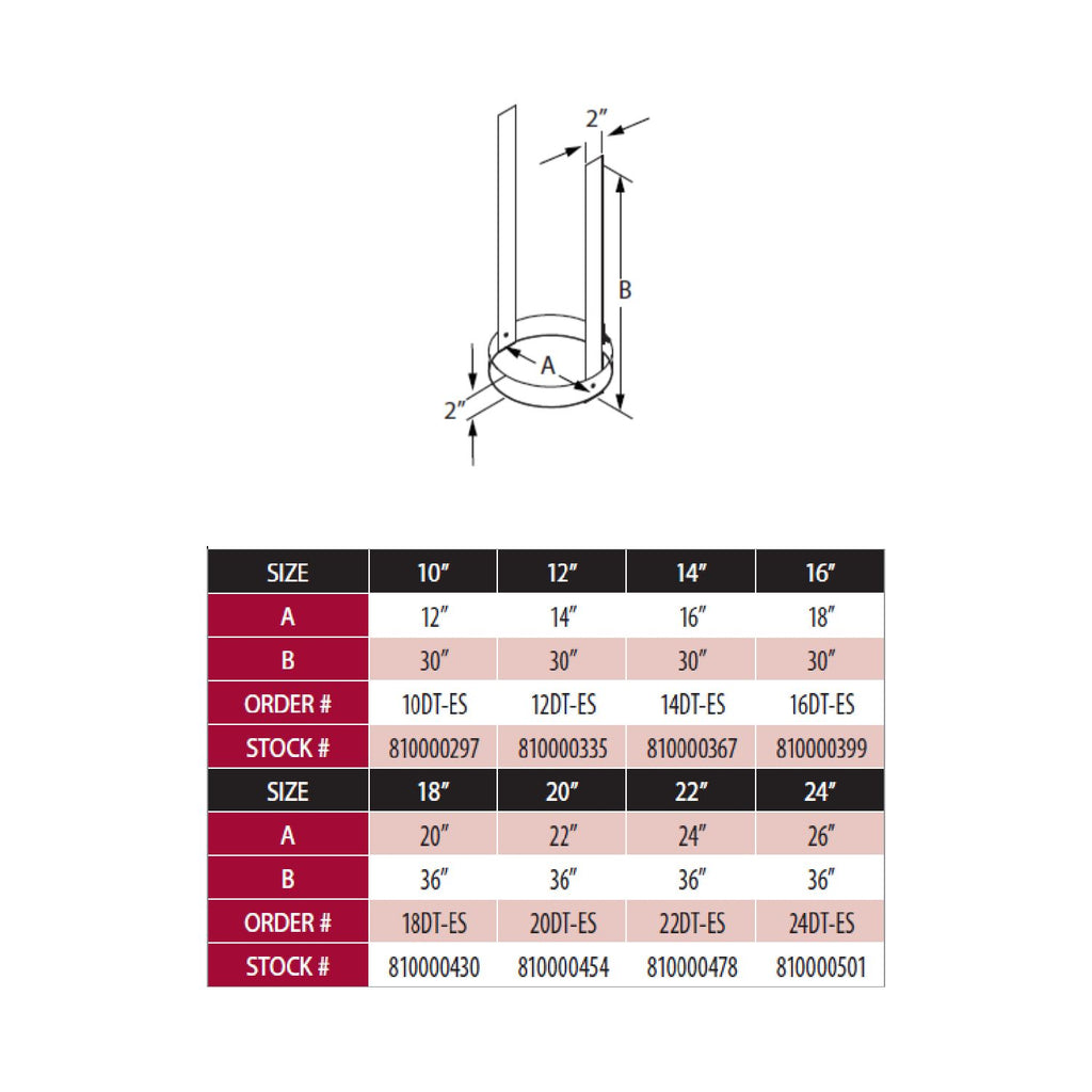 DuraTech elbow strap sizing diagram with circular base and side bracket dimensions