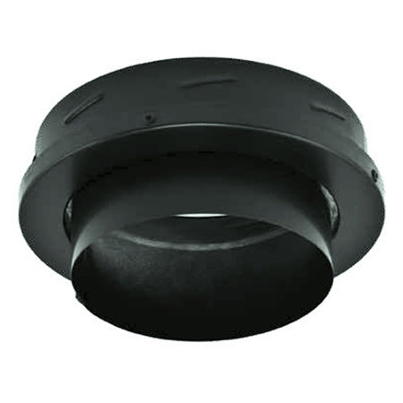 Black round finishing collar with adapter, metal duct chimney component