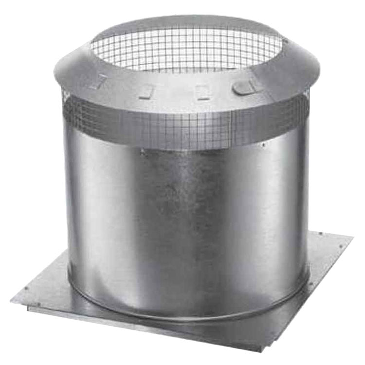 DuraVent DuraTech attic insulation shield, galvanized metal cylinder with mesh top and base plate