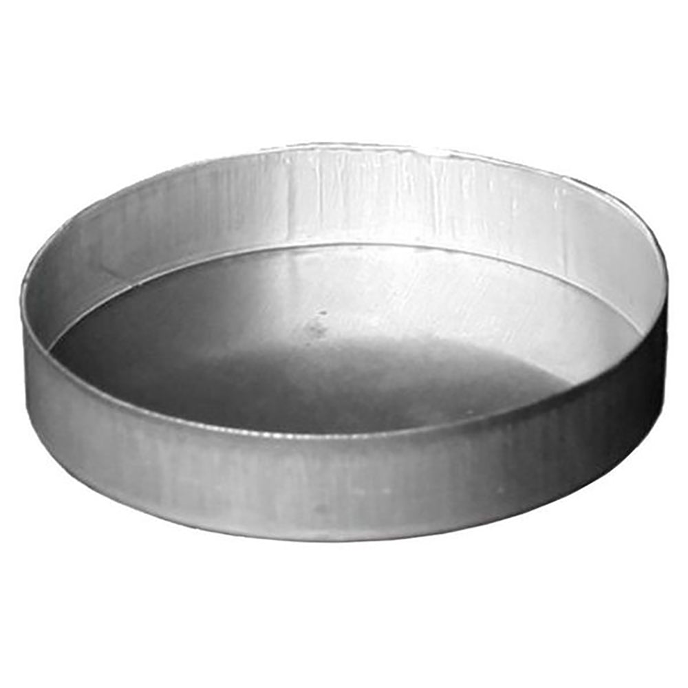 Galvanized metal tee cap with flat top edge and flared rim