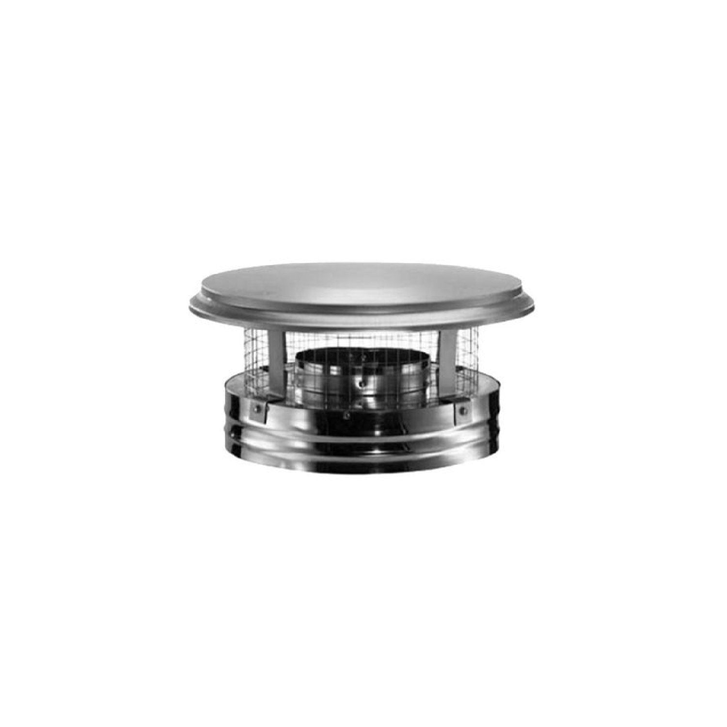DuraTech round stainless chimney cap with mesh spark screen and flat top