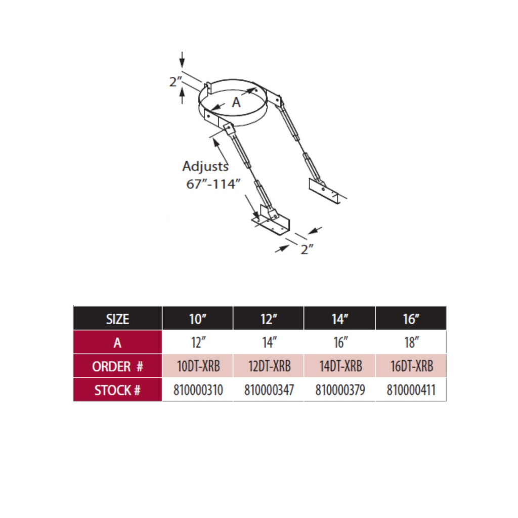 Extended roof bracket diagram showing adjustable length and labeled mounting points