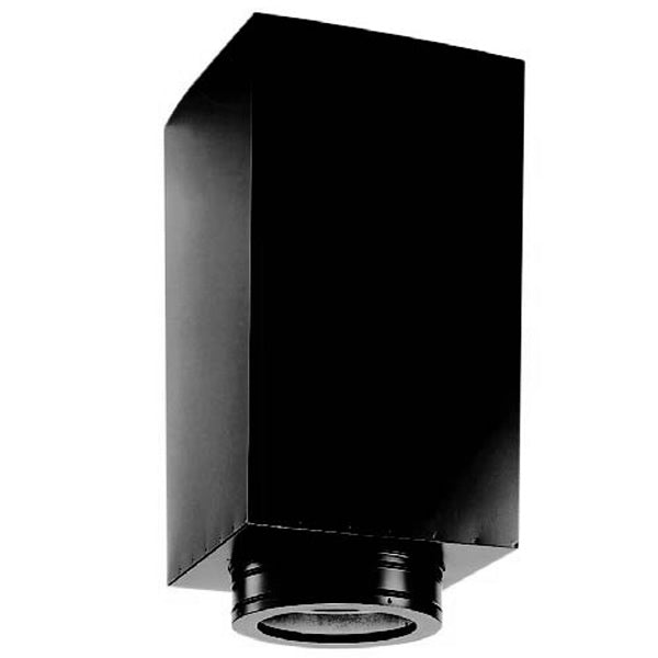 Square ceiling adapter with black flue collar and base ring