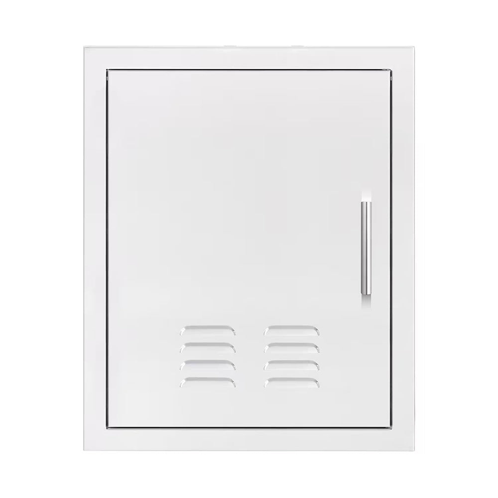 Vented vertical access door with right-side handle and louver vents