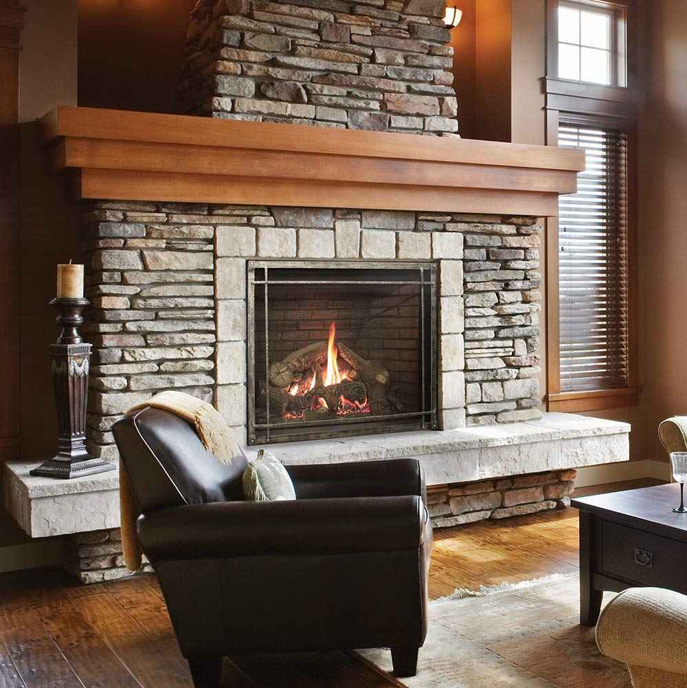 White Mountain Hearth DVCT50CBP Rushmore Clean-Face Direct Vent Fireplace with Log Set, 50-Inches