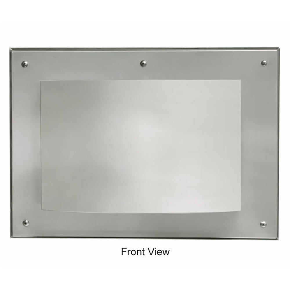 Metal front panel with rectangular opening and four corner mounting screws