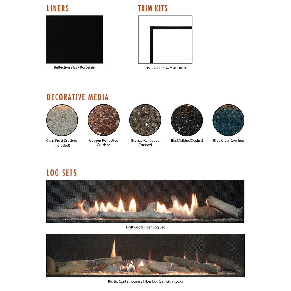 White Mountain Hearth DVL46BP Loft Direct Vent Contemporary Fireplace with Clear Crushed Glass, 46-Inches