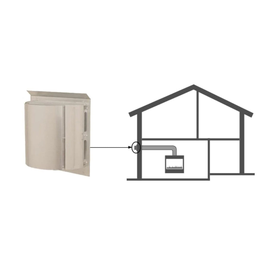 Horizontal termination cap with short flue, light gray, hinged access doors