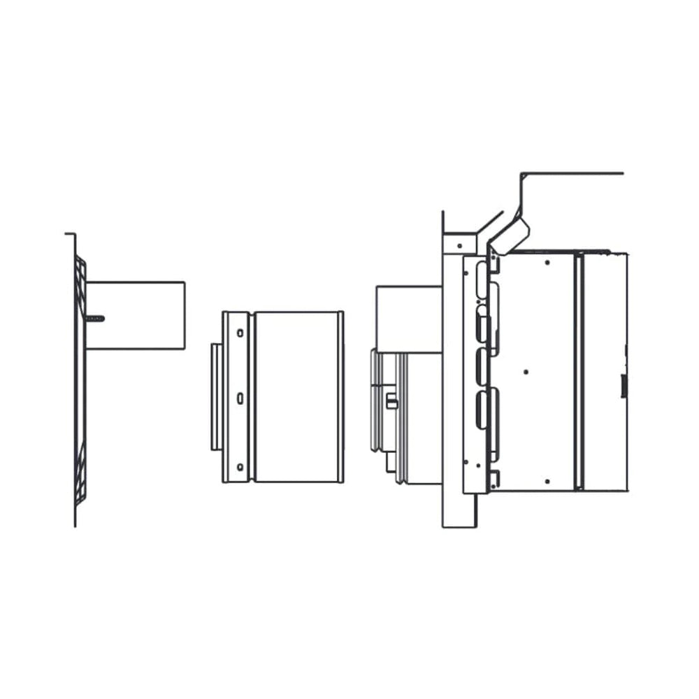 Flue termination cap parts diagram with panels and long flue section