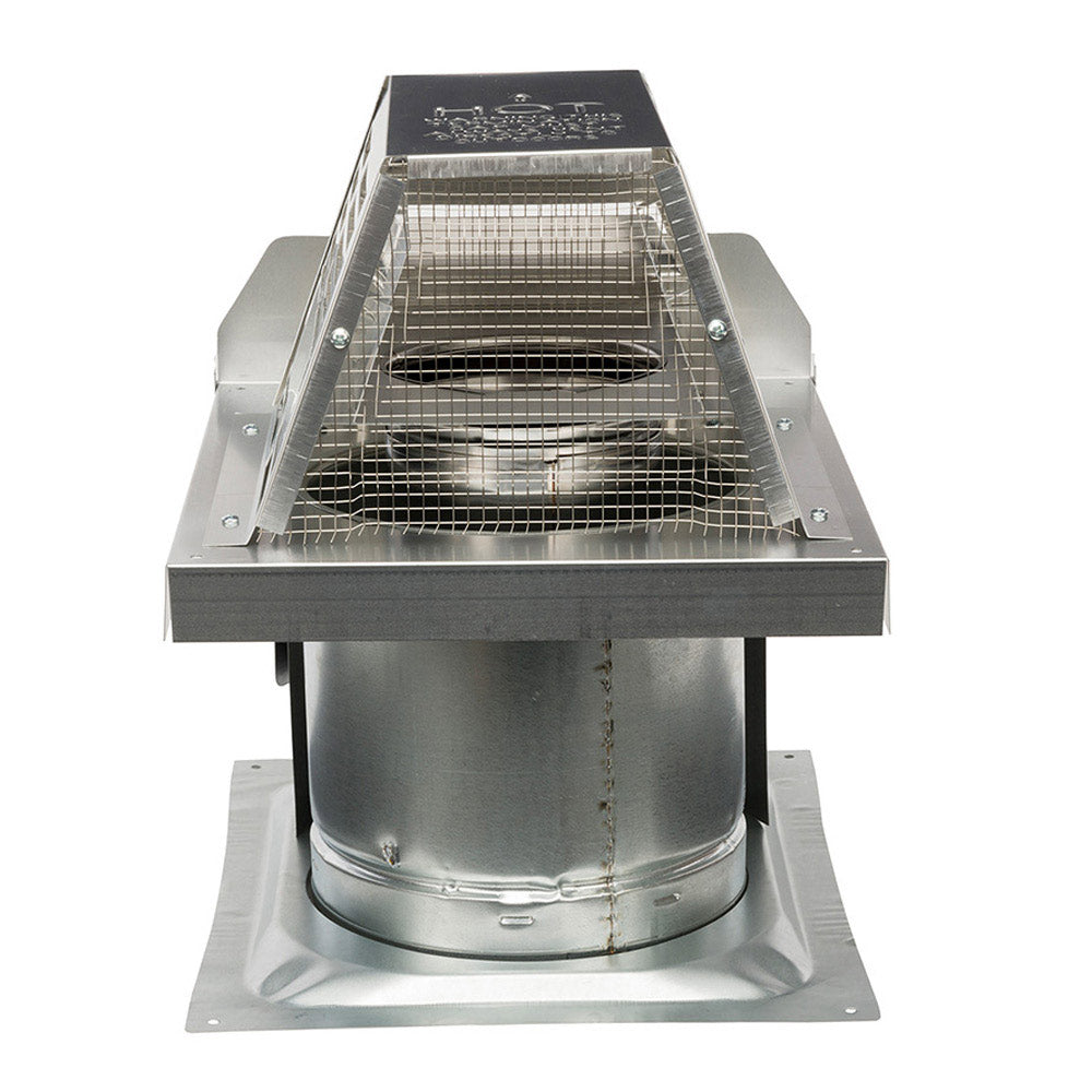 Metal chimney termination cap with open screened design and central flue opening