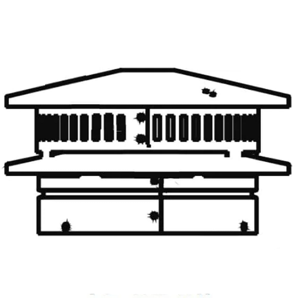 Direct vent termination cap with storm collar, side cross-section diagram