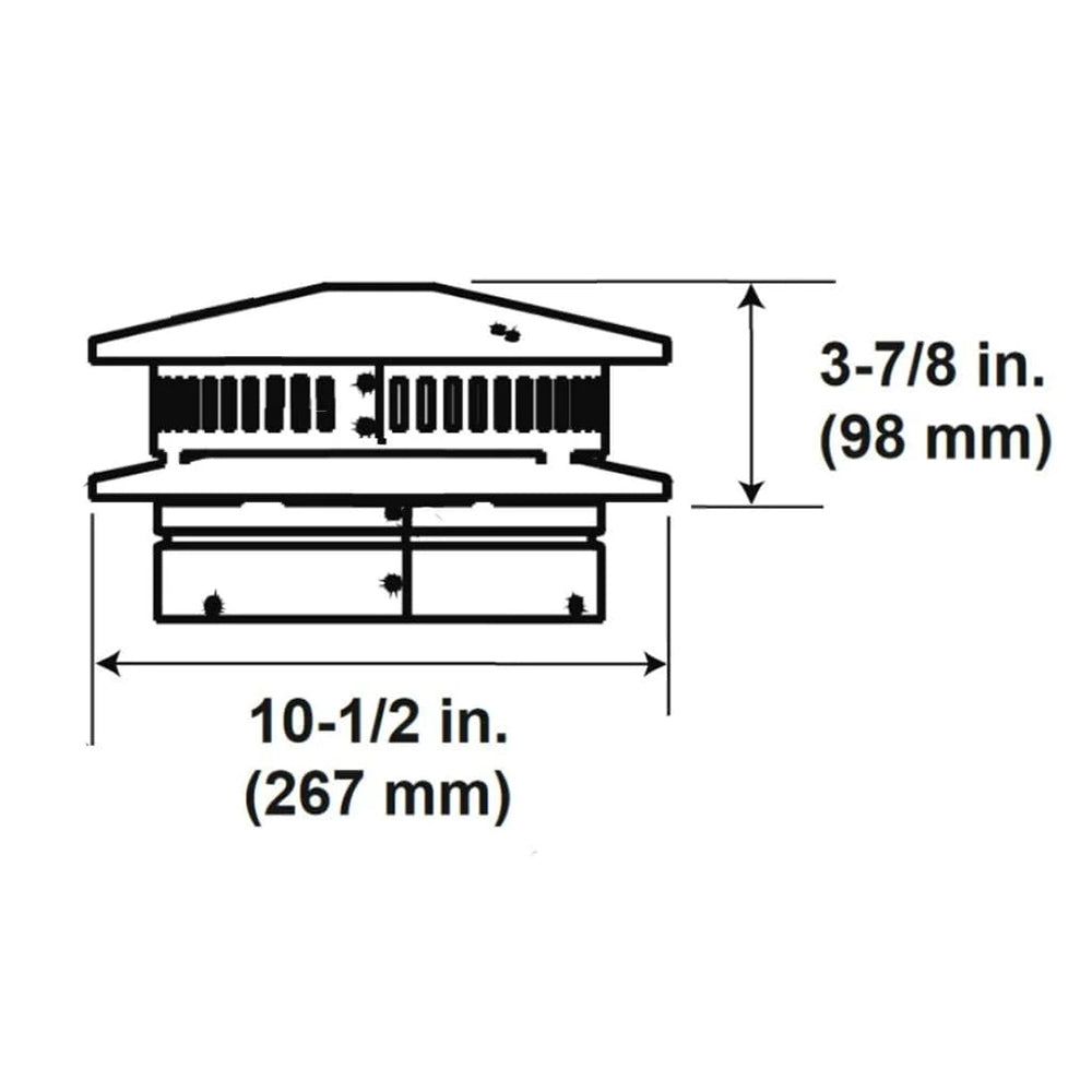 Direct vent termination cap with storm collar, size 10-1/2 in by 3-7/8 in