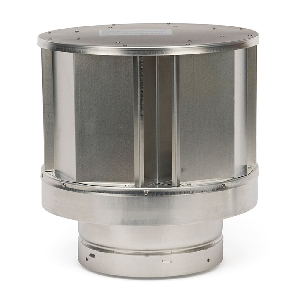 Stainless steel vertical termination cap with round top and wind deflectors