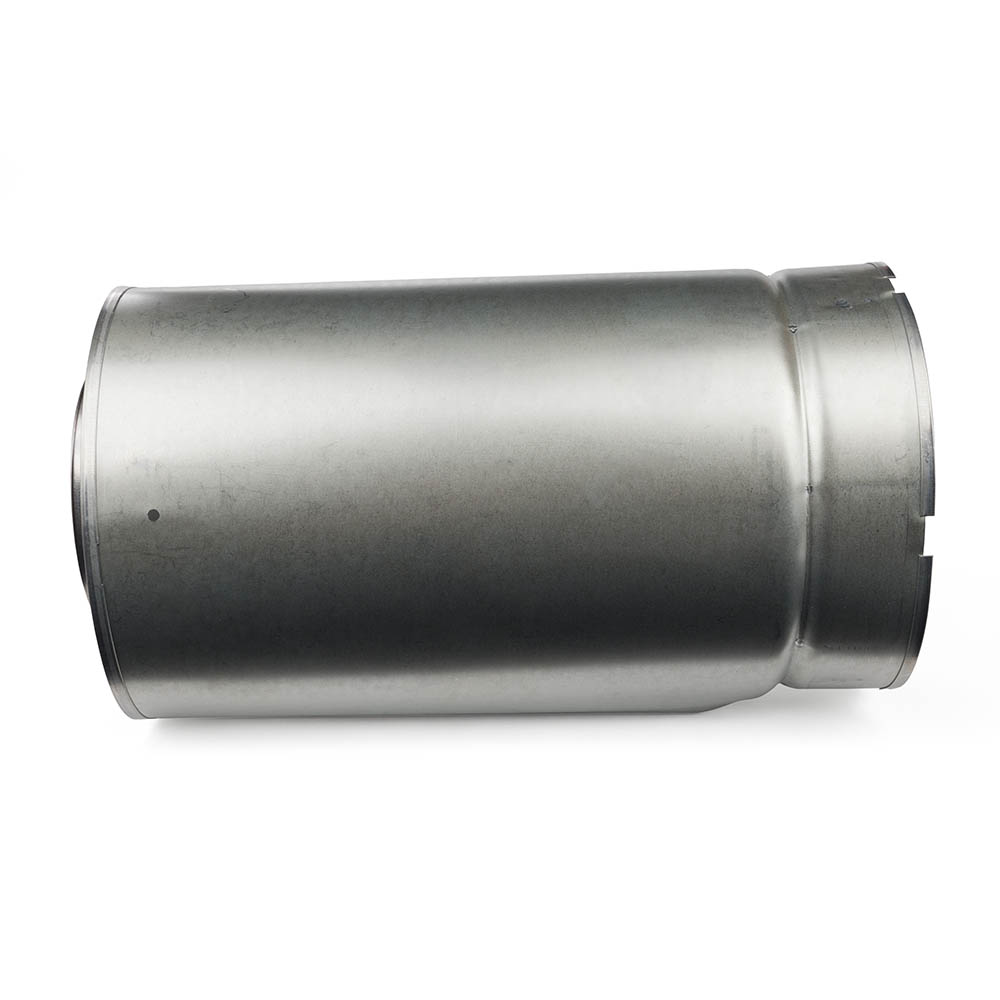 Majestic slip section pipe, galvanized steel, open end with black collar