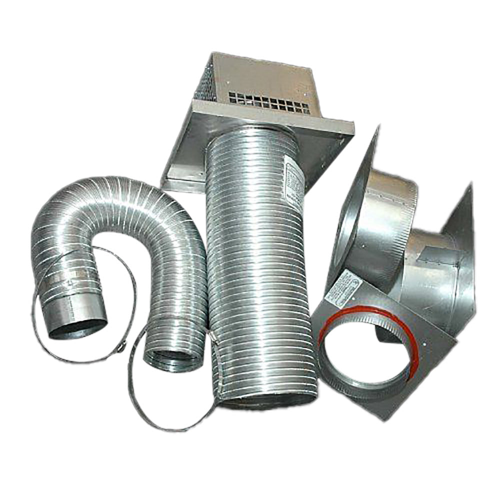 Metal thru-the-wall vent termination kit with flexible duct and mounting collar set