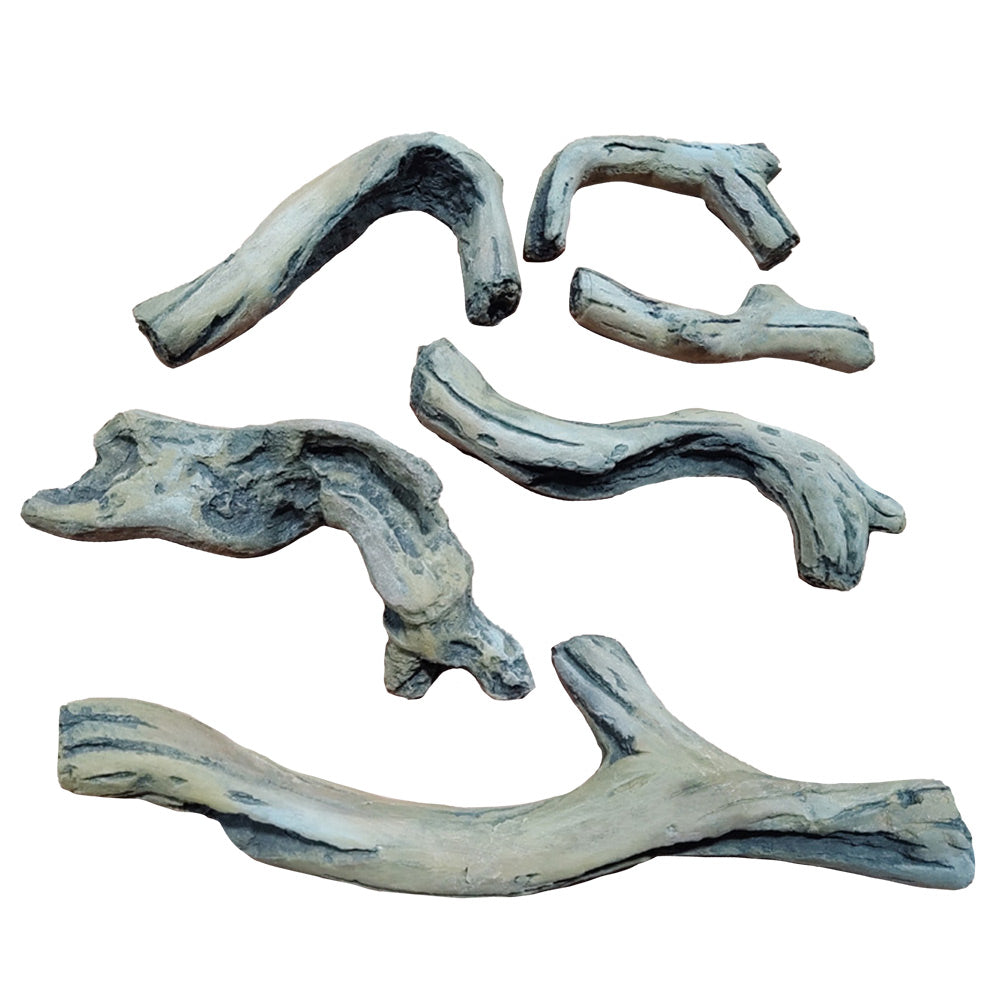 Decorative driftwood log set, blue-gray weathered log pieces