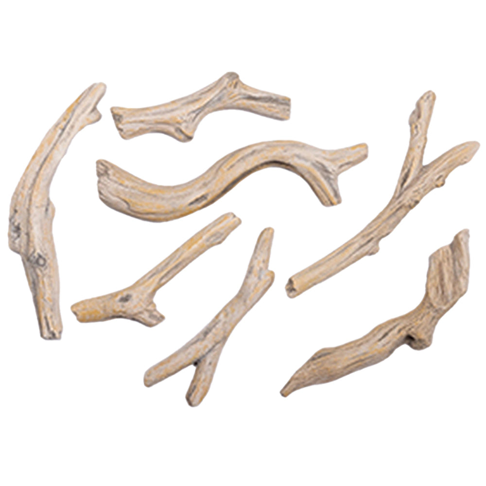 Decorative driftwood log set pieces, light tan weathered finish