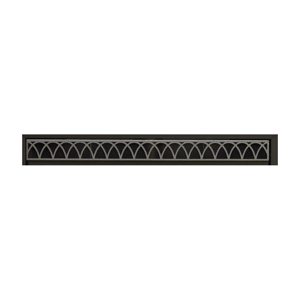 Decorative fireplace louver vent with arched semicircle grille, dark finish