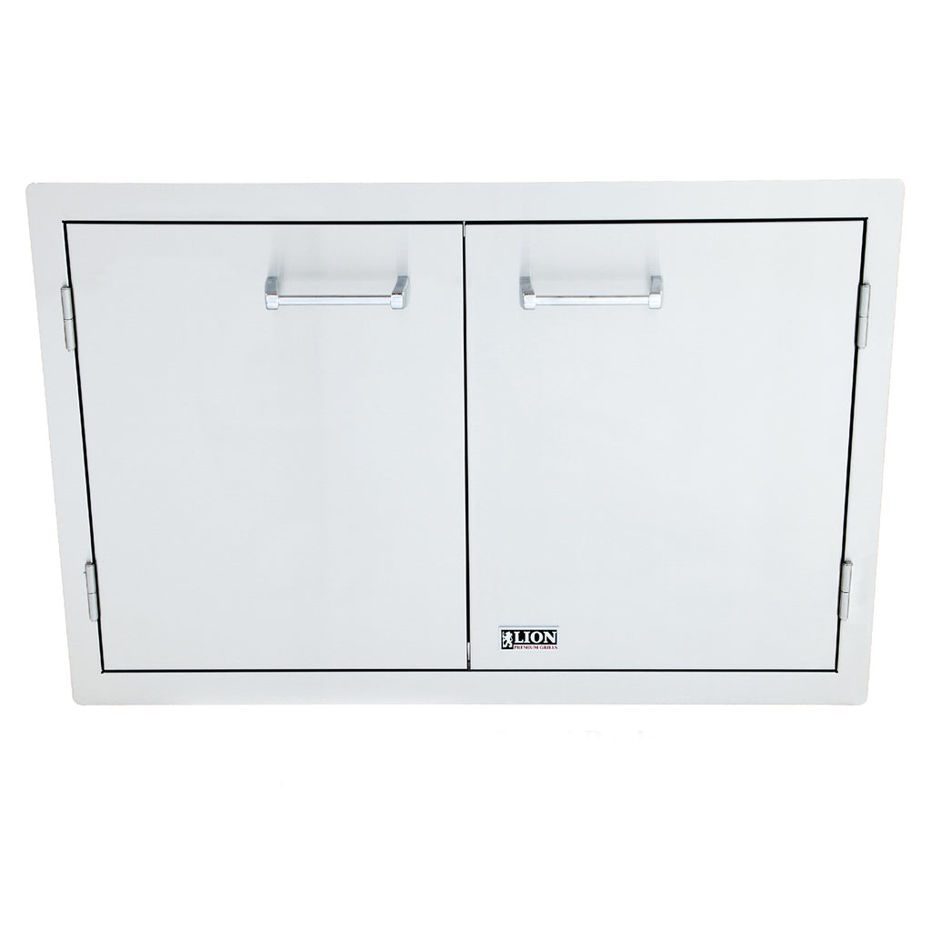 Stainless steel double-access door with built-in towel rack, white finish