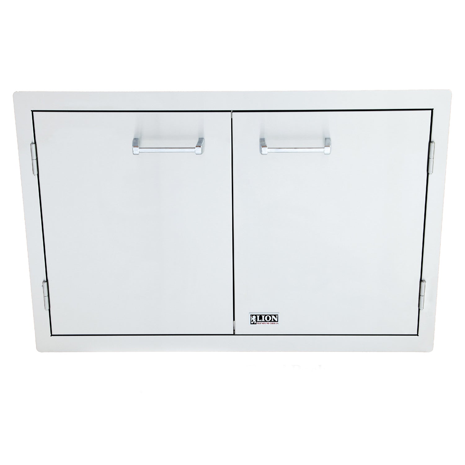 Stainless steel double-access door with built-in towel rack, white finish