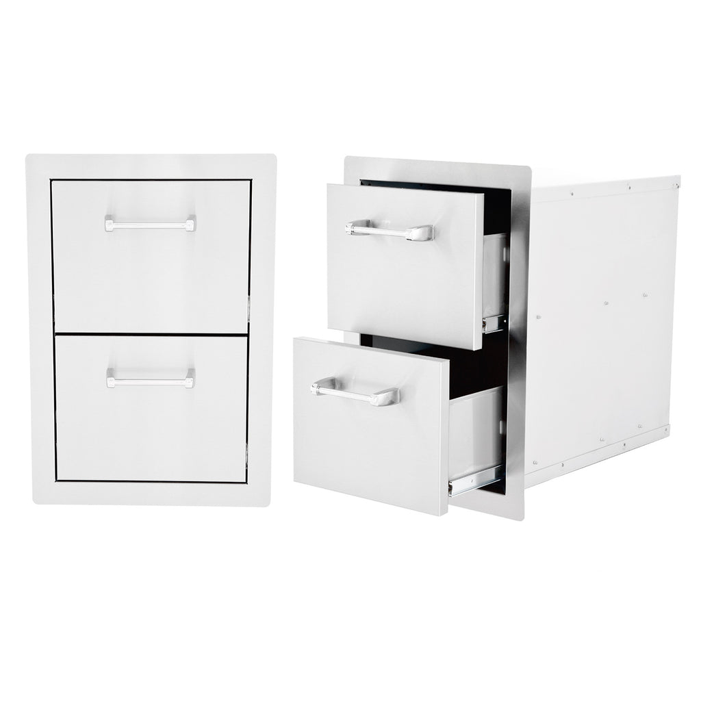 Lion Stainless Steel Double Access Drawer, 22x15-Inches