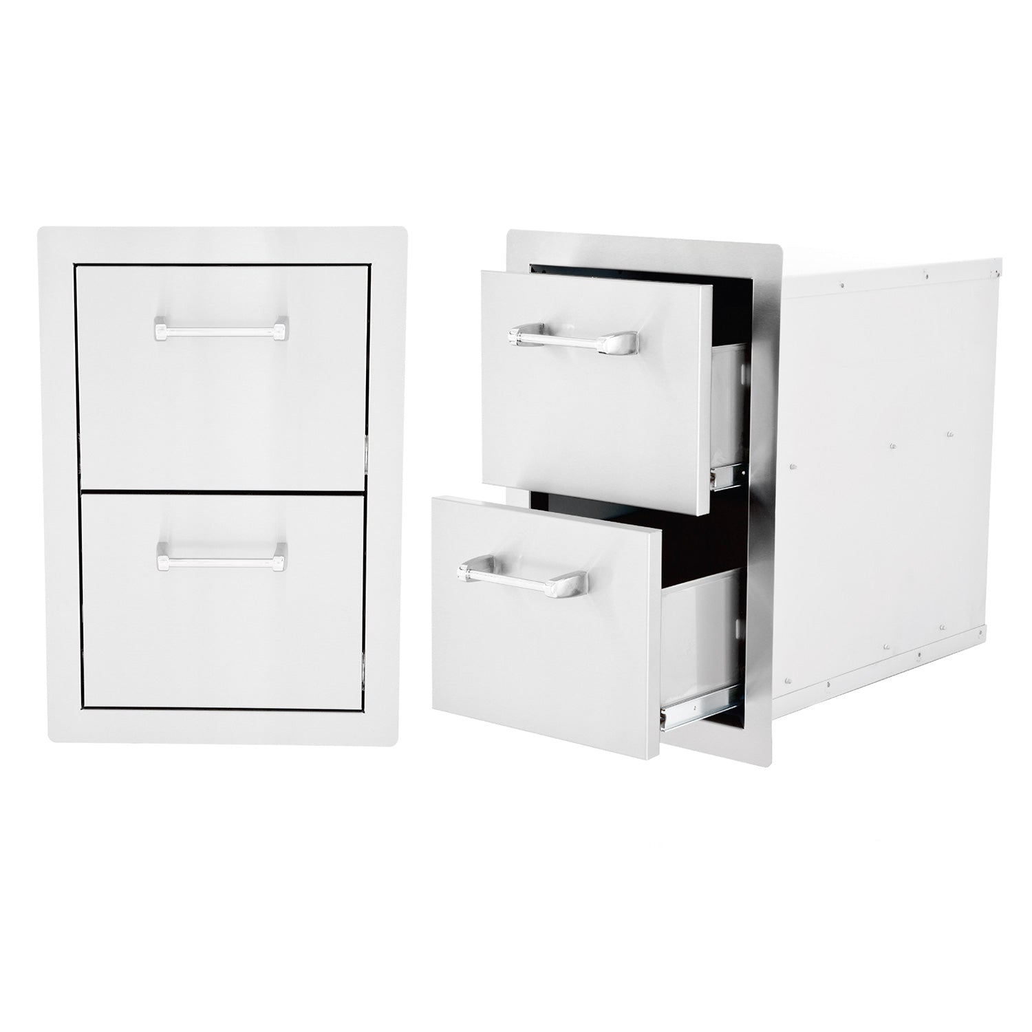 Lion Stainless Steel Double Access Drawer, 22x15-Inches