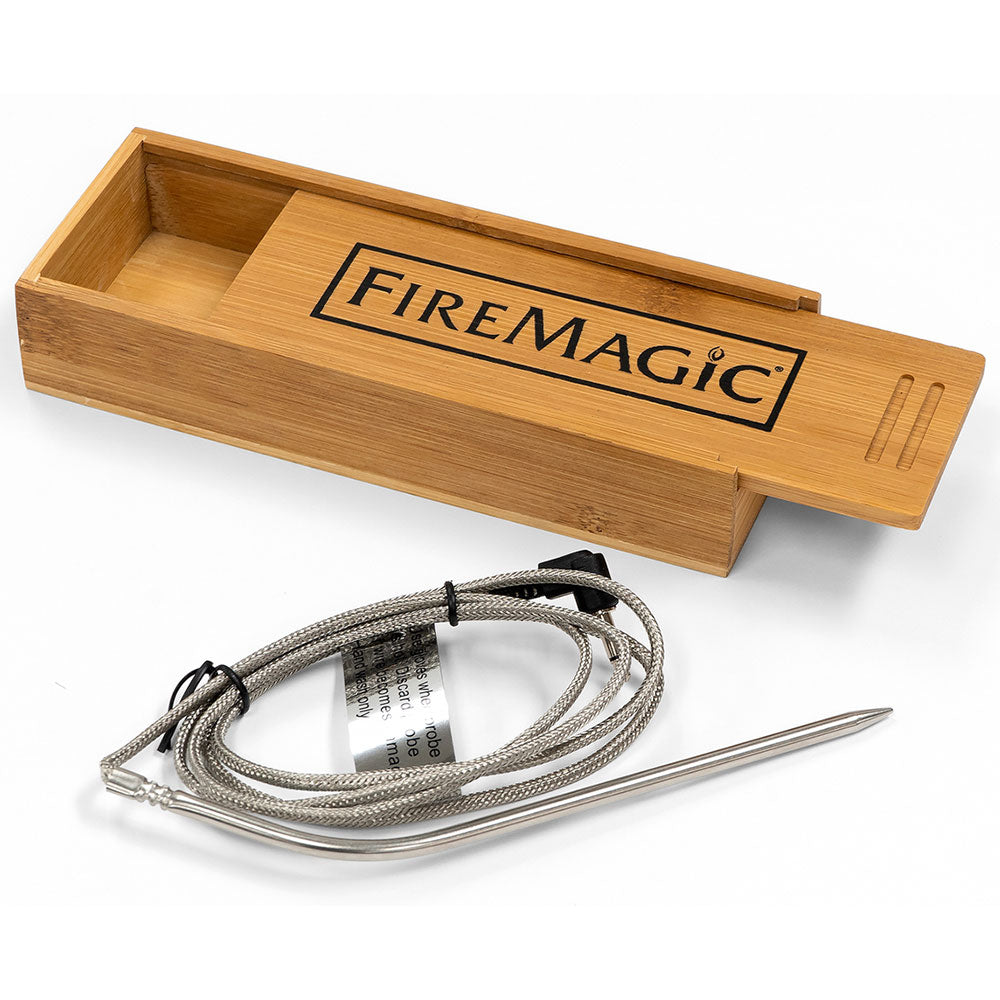 FireMagic wooden accessory box with temperature probe and cable