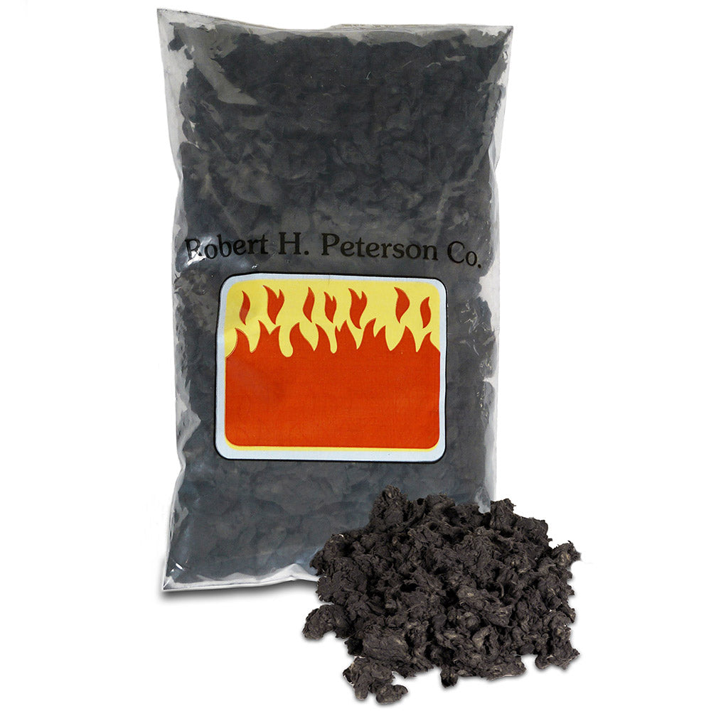 Black embers bag with label and loose black ember pieces