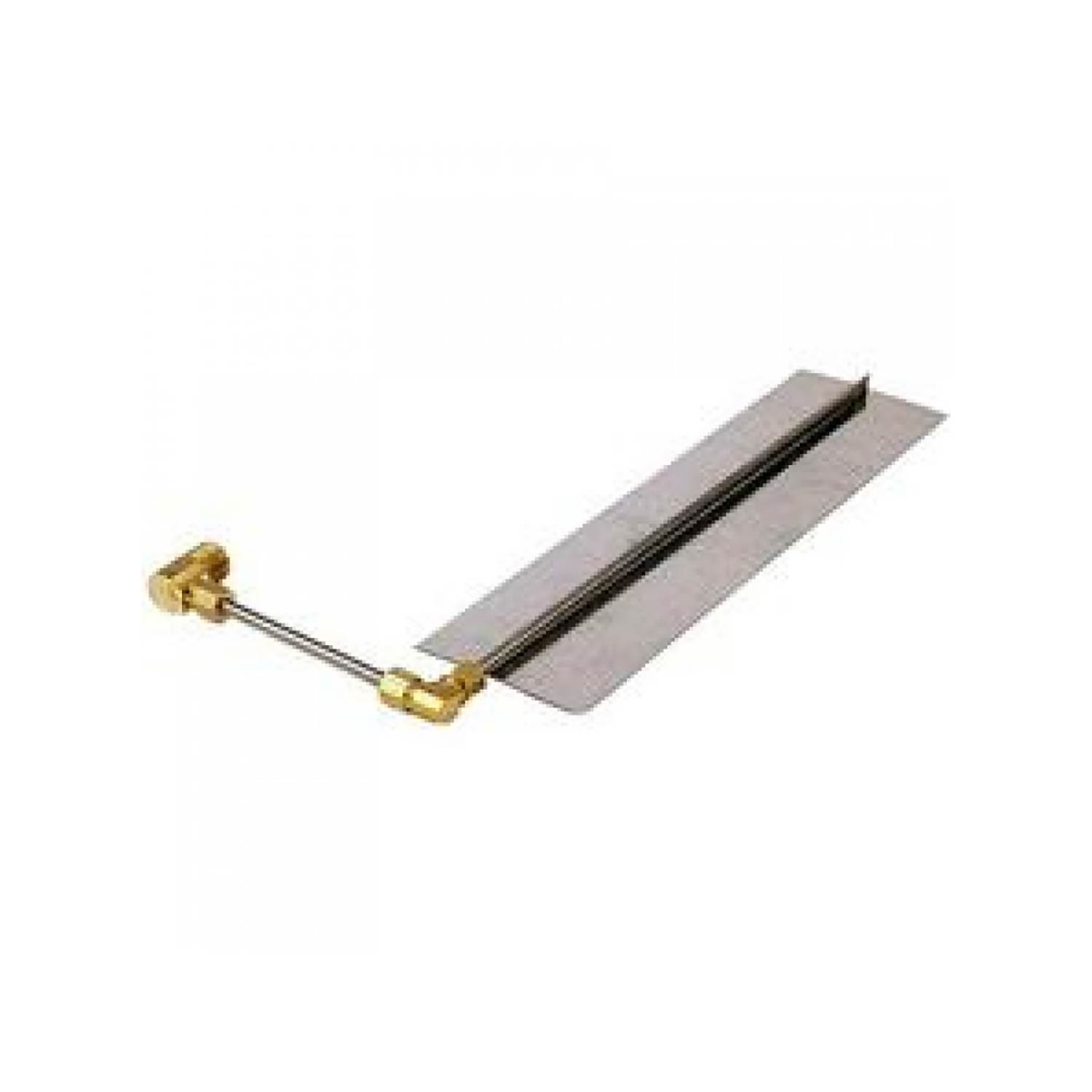 Ember booster burner with long metal plate and brass fittings, flat black center strip