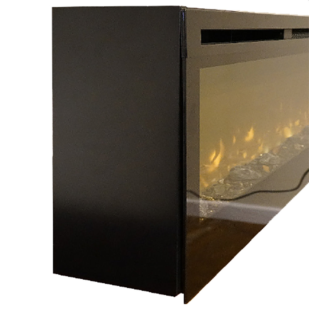 White Mountain Hearth black linear electric fireplace surround, rectangular panel with opening