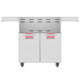 Double-door grill cart with vented top panel and two doors, pink pull-out accents, light gray.