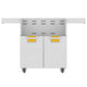Double door grill cart with vented cabinet panels and yellow drawer fronts