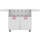 36-inch double-door grill cart with stainless finish and two lower drawers with pink panels