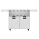 36-inch double-door grill cart with stainless finish and two lower drawers with black panels