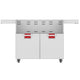Double-door grill cart with stainless doors and red-accent control panels