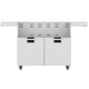 Double-door grill cart with stainless doors and two front utility vent openings