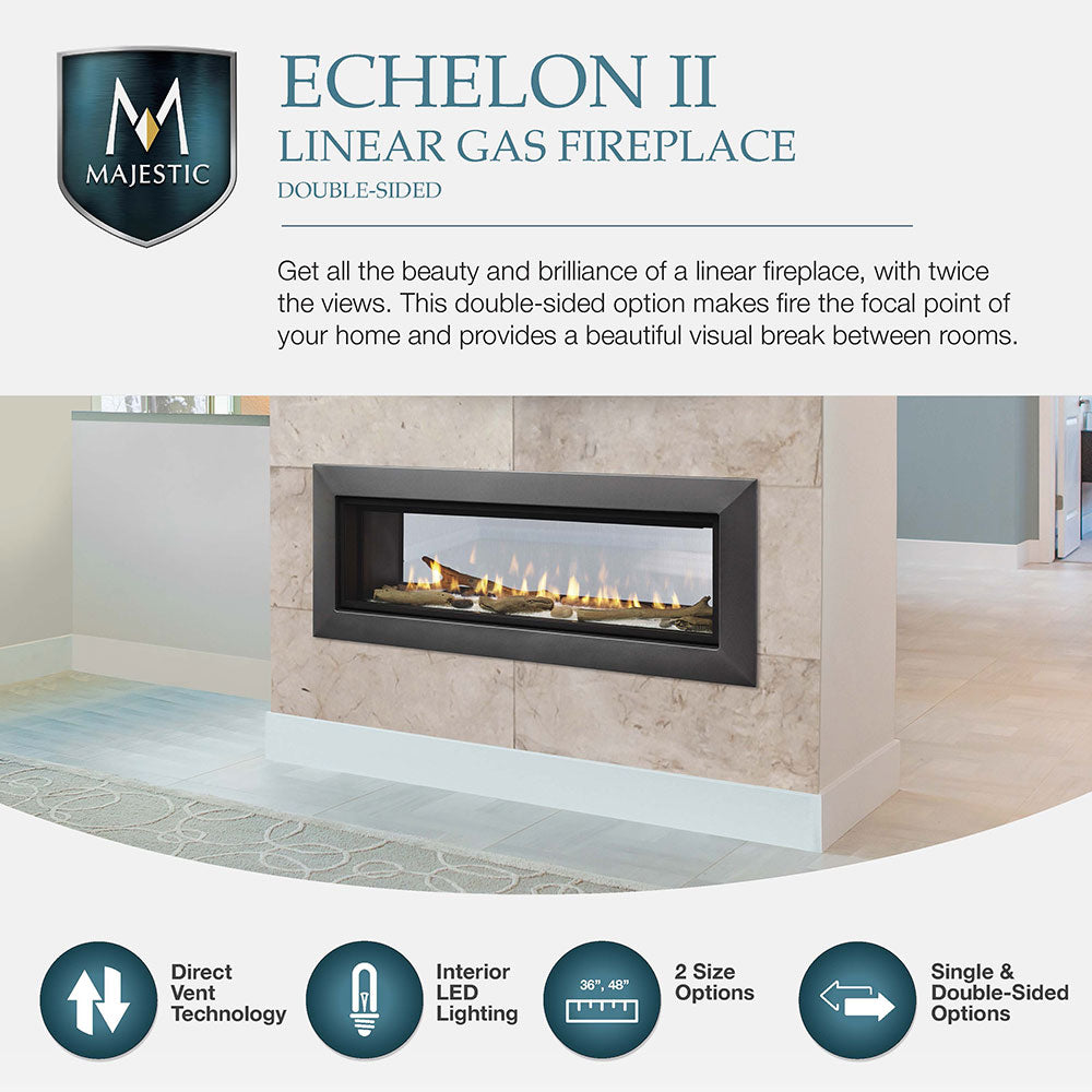Majestic Echelon II 48-Inch See-Through Direct Vent Gas Fireplace with LED Lighting & Remote Control