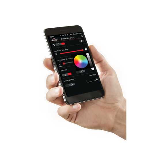 Bluetooth fire remote app on smartphone screen held in hand