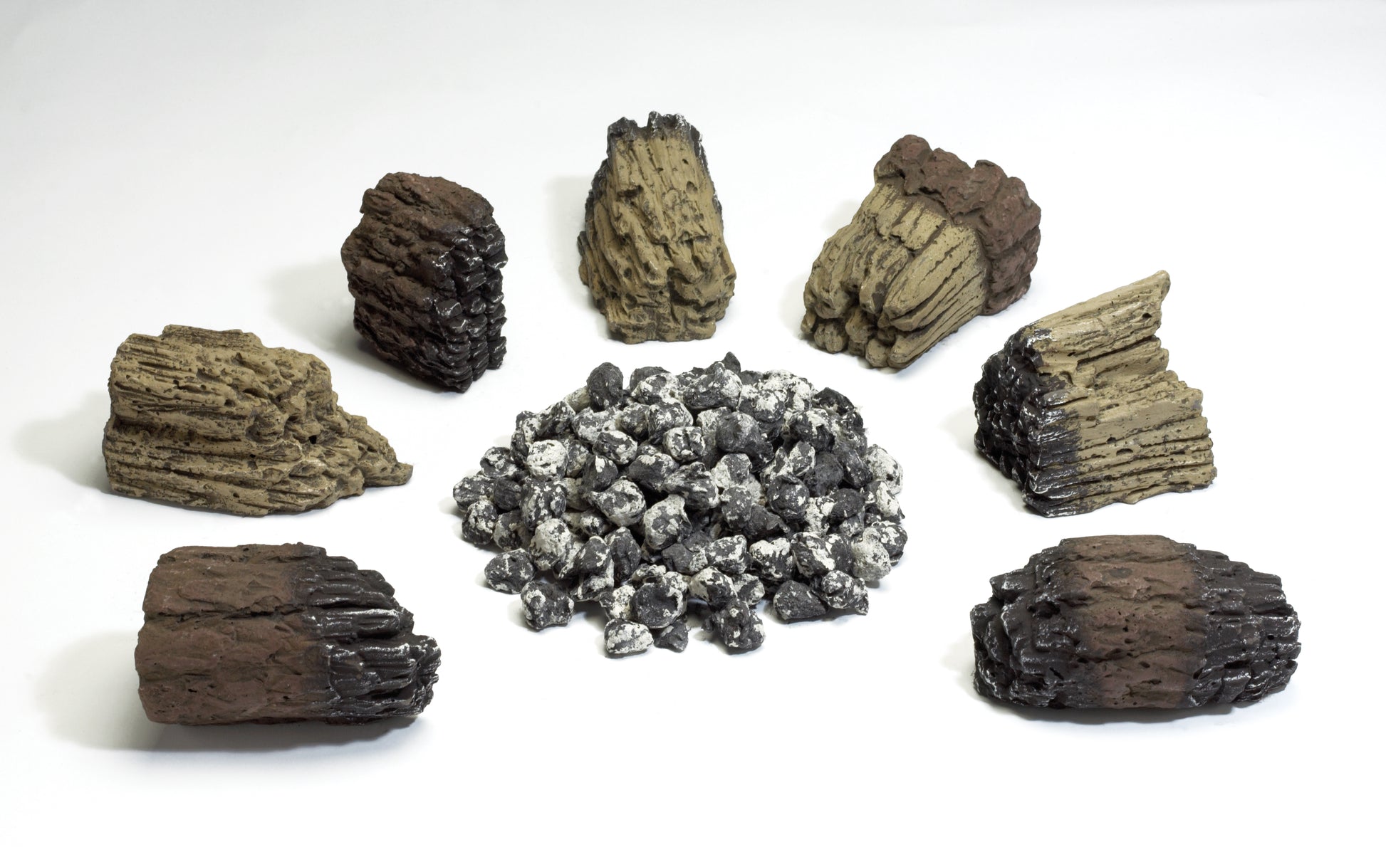 Super Ember kit with faux charcoal rocks and crushed gravel embers