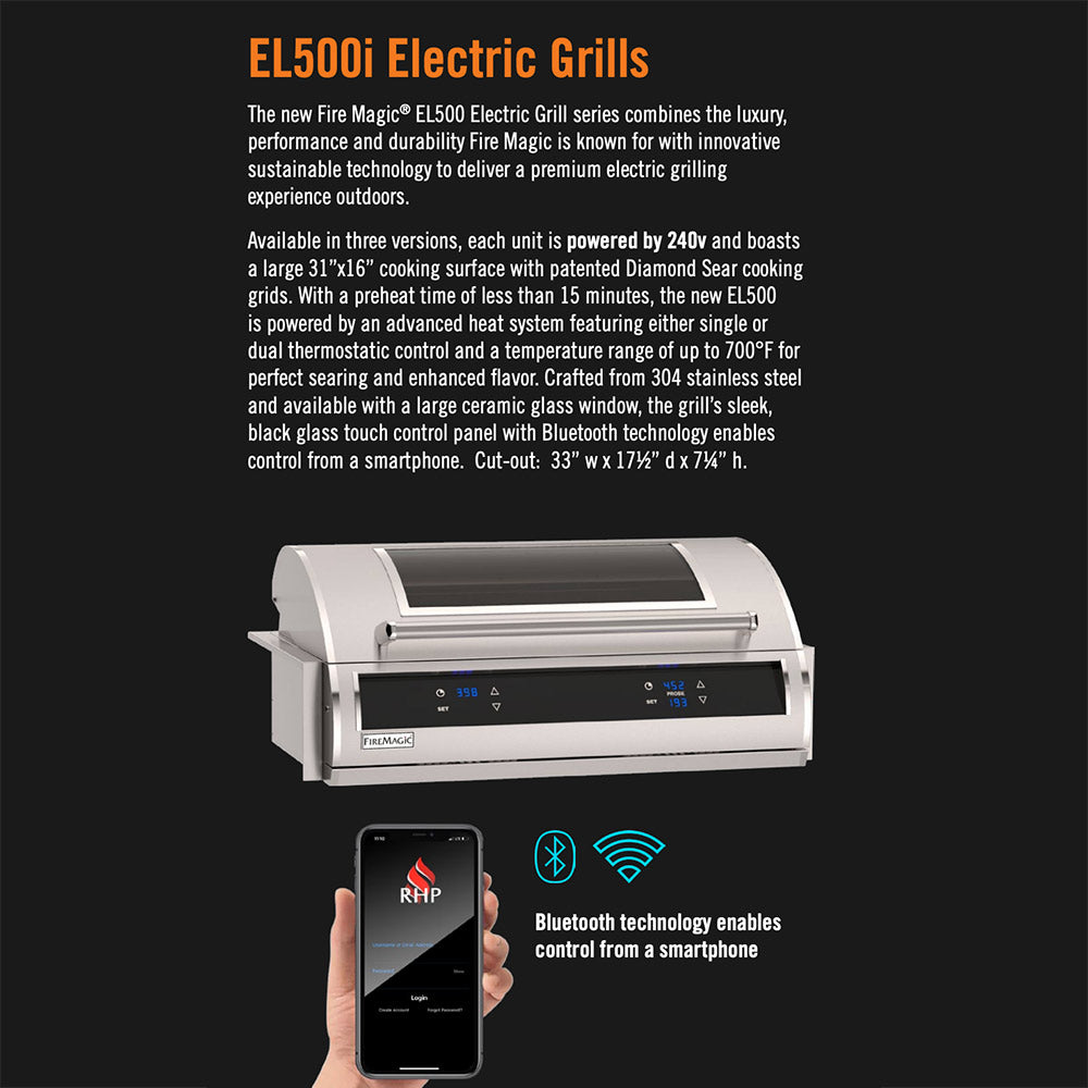 Electric grill with digital controls and smartphone app interface for wireless control